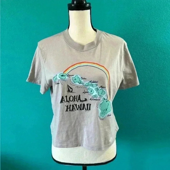 Volcom grey purple aloha Hawaii top in size kids large - Picture 1 of 4